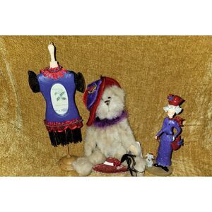 Red Hat Society 4pcs~Dress Stand Figure/Stuffed Bear/Lady Sandy Gervais/Hat Pin